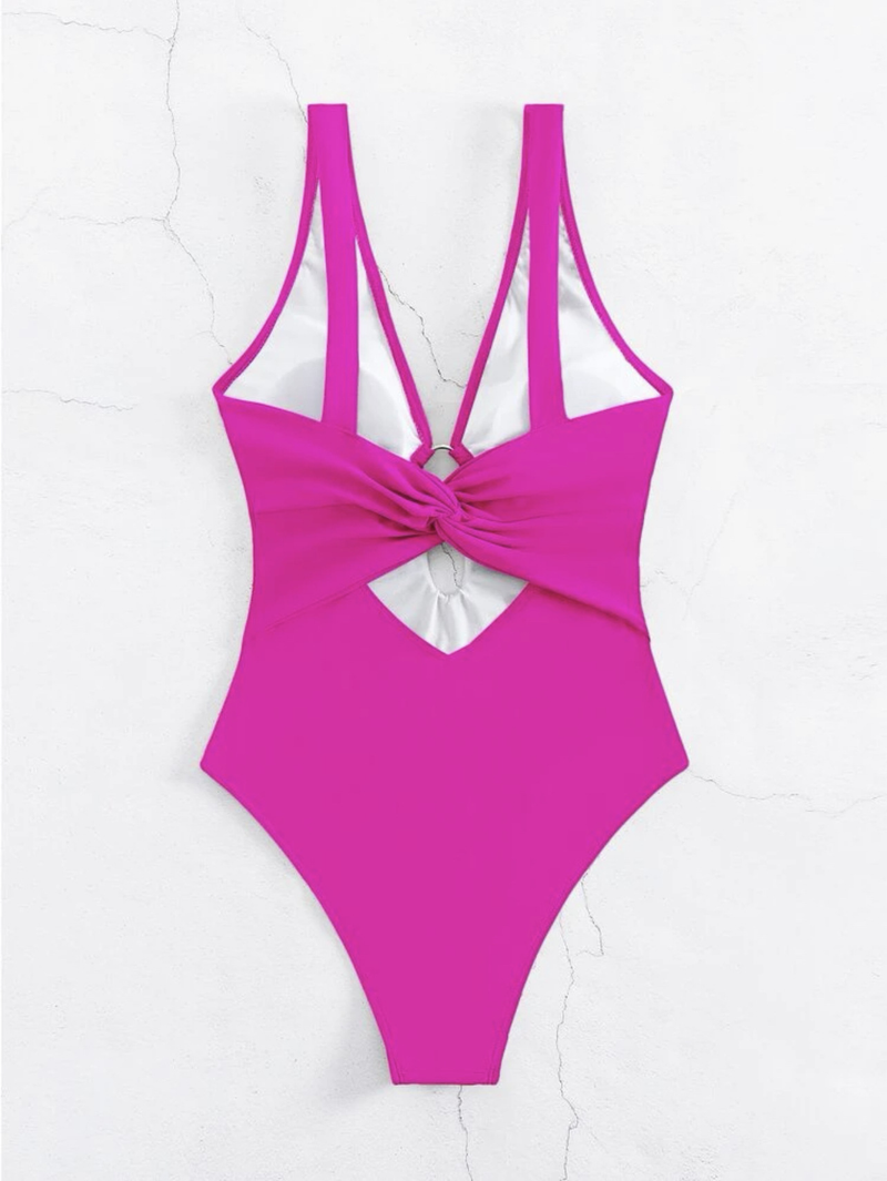 Maillot de bain une pièce bikini sexy, couleur unie_voghion.com