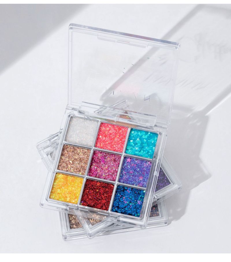 Shining Stage Makeup Dia de Ano Novo Performance Boate Shining Patch Nove Cores Lantejoulas Sombras Prato_voghion.com