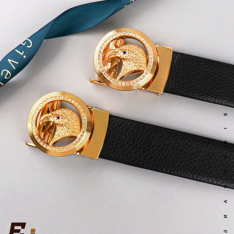 VOOTHOST Designer Gürtel für Herren aus schwarzem Leder mit Prägung und Ratschenriemen, automatischer Schnalle, Schiebegürtel für Jeans, für Herren F0195_voghion.com