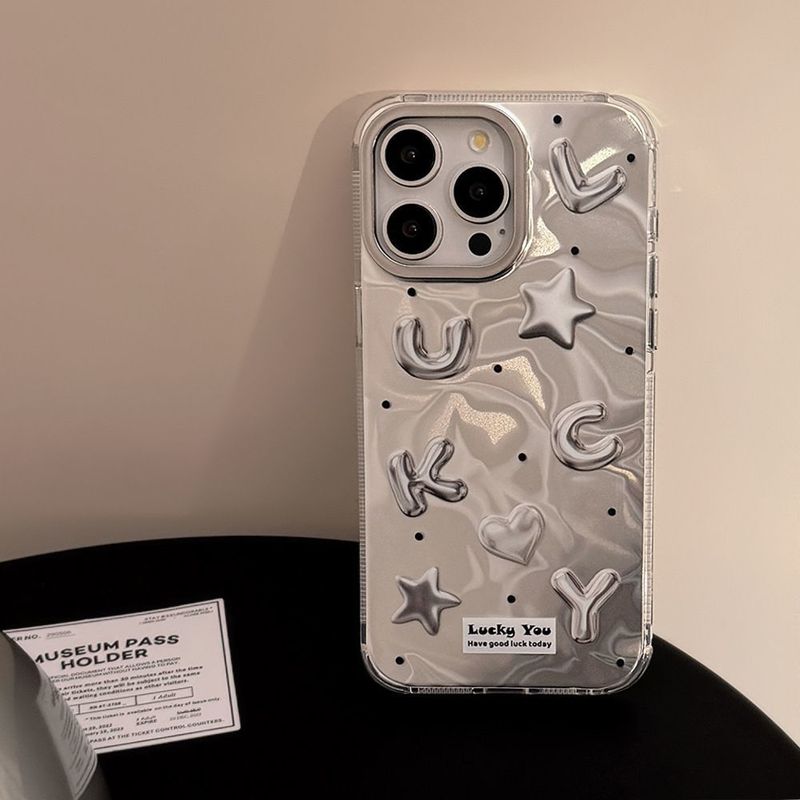 16 gegalvaniseerde ins geluksletters compatibel met iPhone 15 telefoonhoesje 14 Pro Max Water Ripple 13 Trendy 12_voghion.com