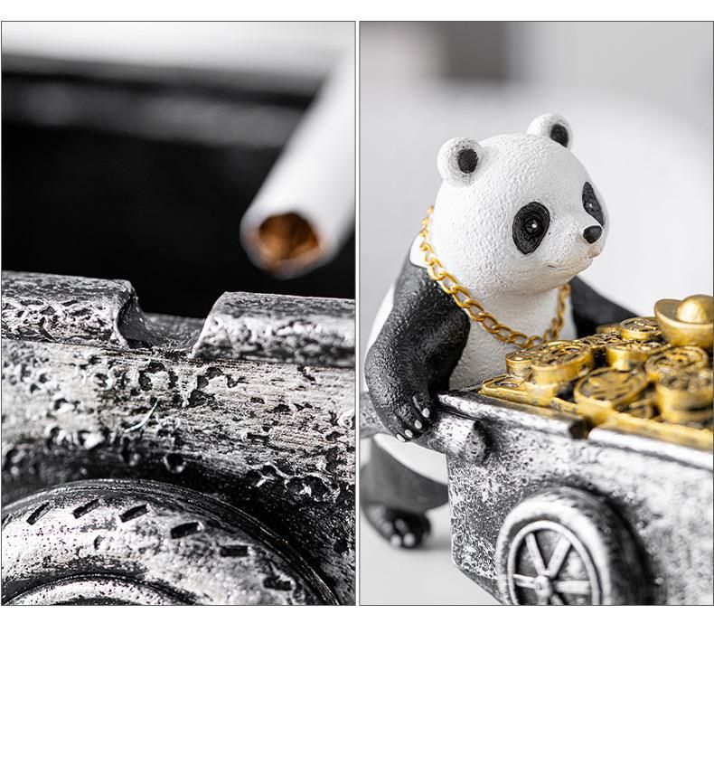 Panda Ashtray With Lid Creative Personality Trendy Anti-Fly Ash Home Living Room Internet Celebrity Ornament Birthday_voghion.com