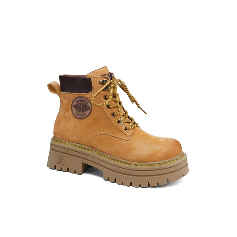 White Deer Same Style 2024 Martin For Women, New Autumn Outdoor Hiking Climbing Yellow B, First Layer Pigskin Work_voghion.com