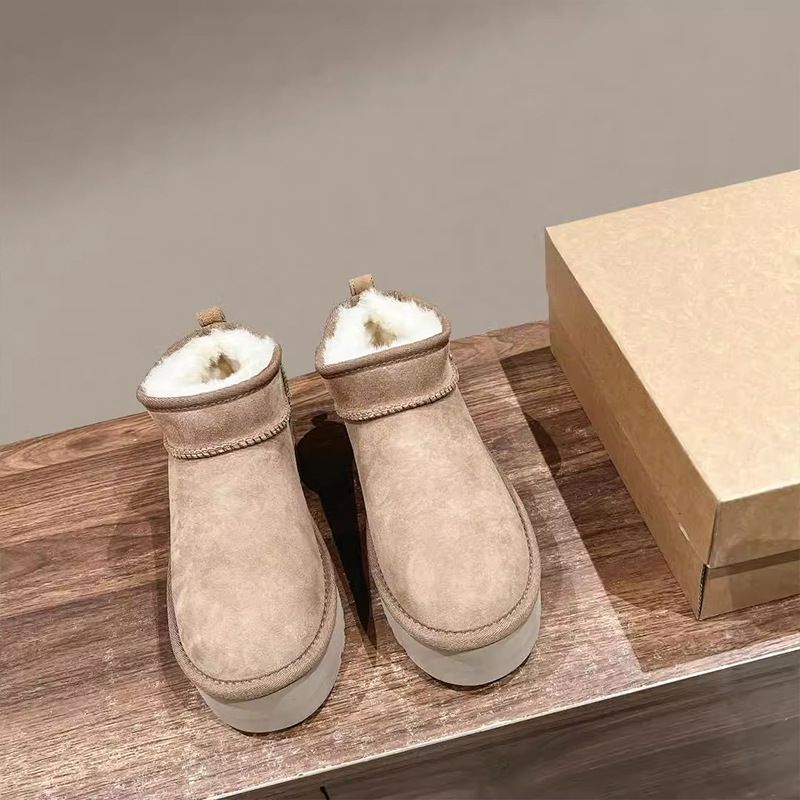 Sheepskin And Fur Integrated Tube Warm Short 202 New Leg Show Long Thick Bottom Fury Snow Boots For Women_voghion.com
