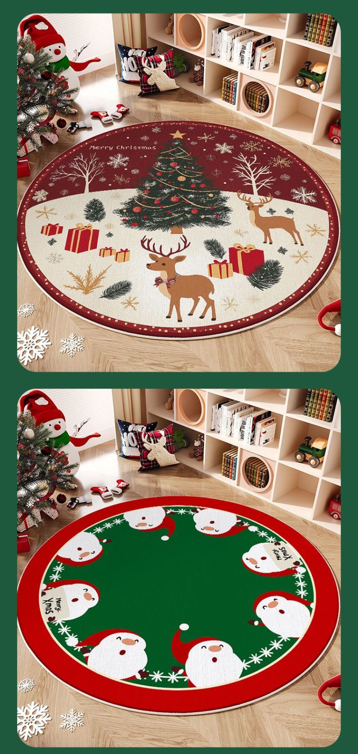 Atmosphere Round Mat Christmas Tree Decoration Living Room Carpet Ins_voghion.com