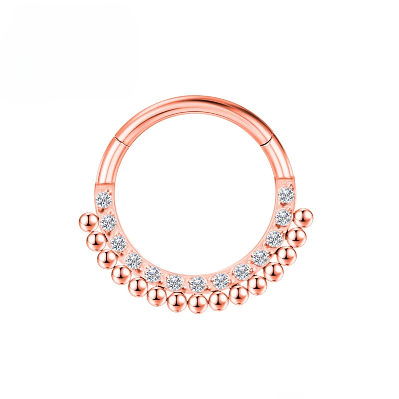 F136 Piercing al naso in titanio, elica, setto, orecchini da 16 G, segmento incernierato, clicker, zircone, labret, orecchio, trago, cartilagine, gioielli all'ingrosso_voghion.com