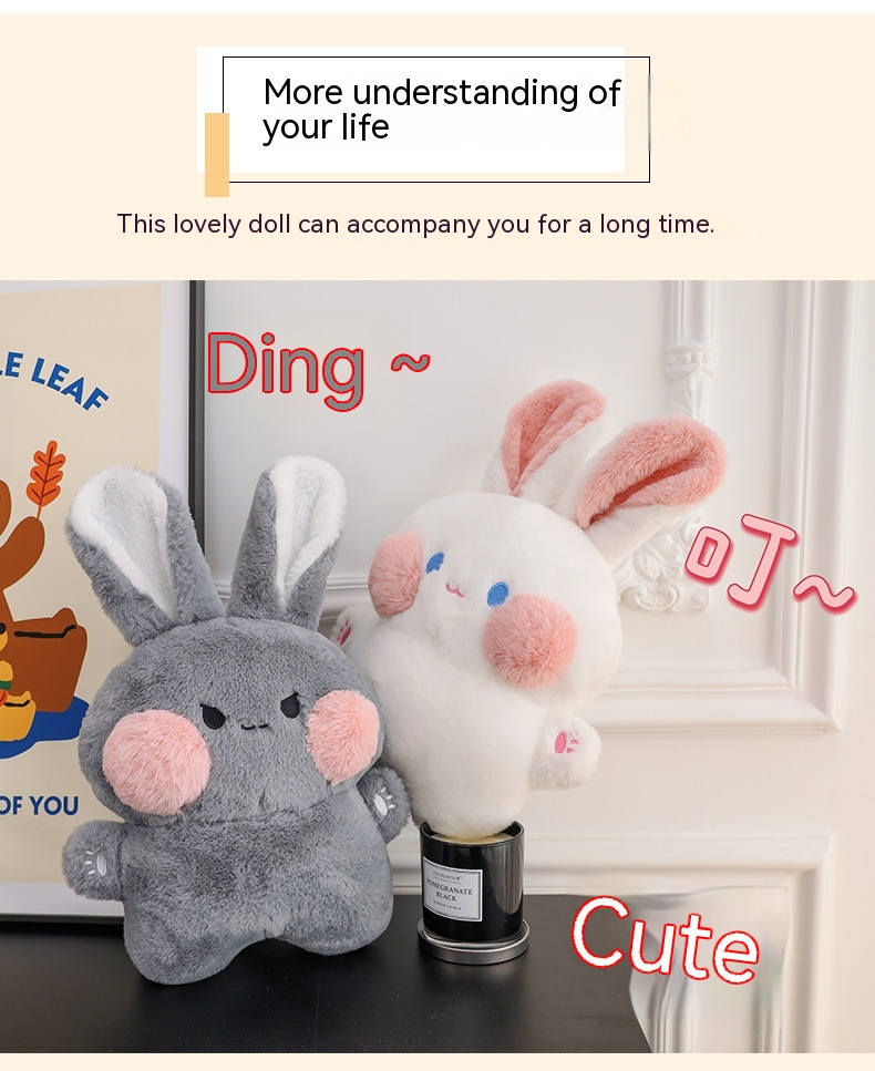 Muñeco de peluche de conejo Dudu con pelo cortado, muñeco de conejo pequeño, almohada para tirar como regalo_voghion.com