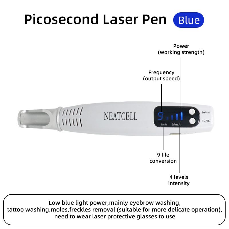 Picosecond Rød Blå Lys Terapi Tatovering Ar Muldvarp Fregne Fjernelse af mørke pletter hine Portable Beauty Laser Pen_voghion.com
