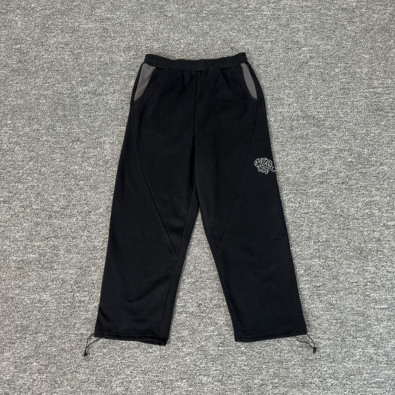 Mertra Patchwork Stickerei Fleece High Street Lose Unisex Fledermausärmel Hoodie Sweatshirt Lässiges Langes Hosenset_voghion.com