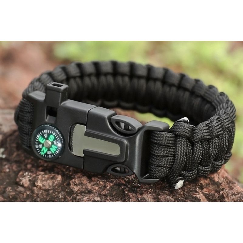 Bracelet, life-saving bracelet, seven core rope, woven survival whistle, flint, large compass, umbrella rope_voghion.com