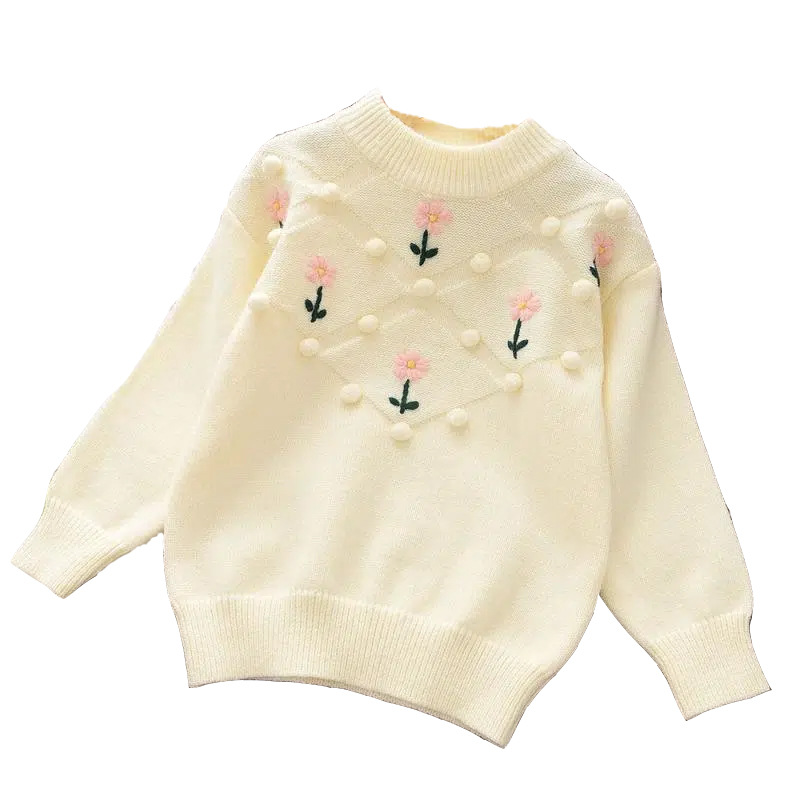 Herbst Winter Mädchen Blume Bestickt Pullover Äußere Tragen Innere Schichtung für Mädchen, Babys, Mittel und_voghion.com