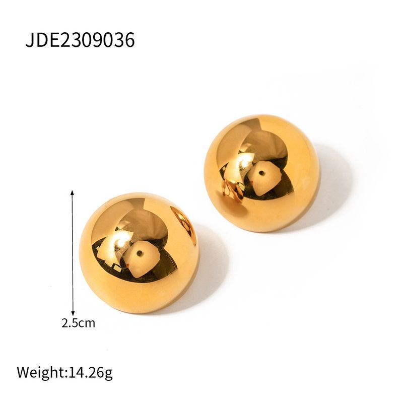 Clip auricolari emisferiche in acciaio inossidabile dorato, orecchini ad anello versatili e alla moda per le donne, popolari blogger di INS_voghion.com