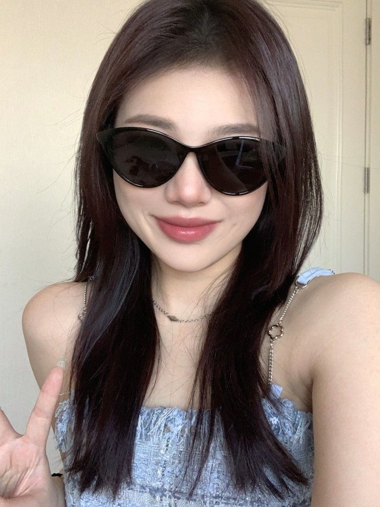 LazyZoom Cat's Eye Retro Sexy Black Polarized Women's Square Round Sunglasses_voghion.com