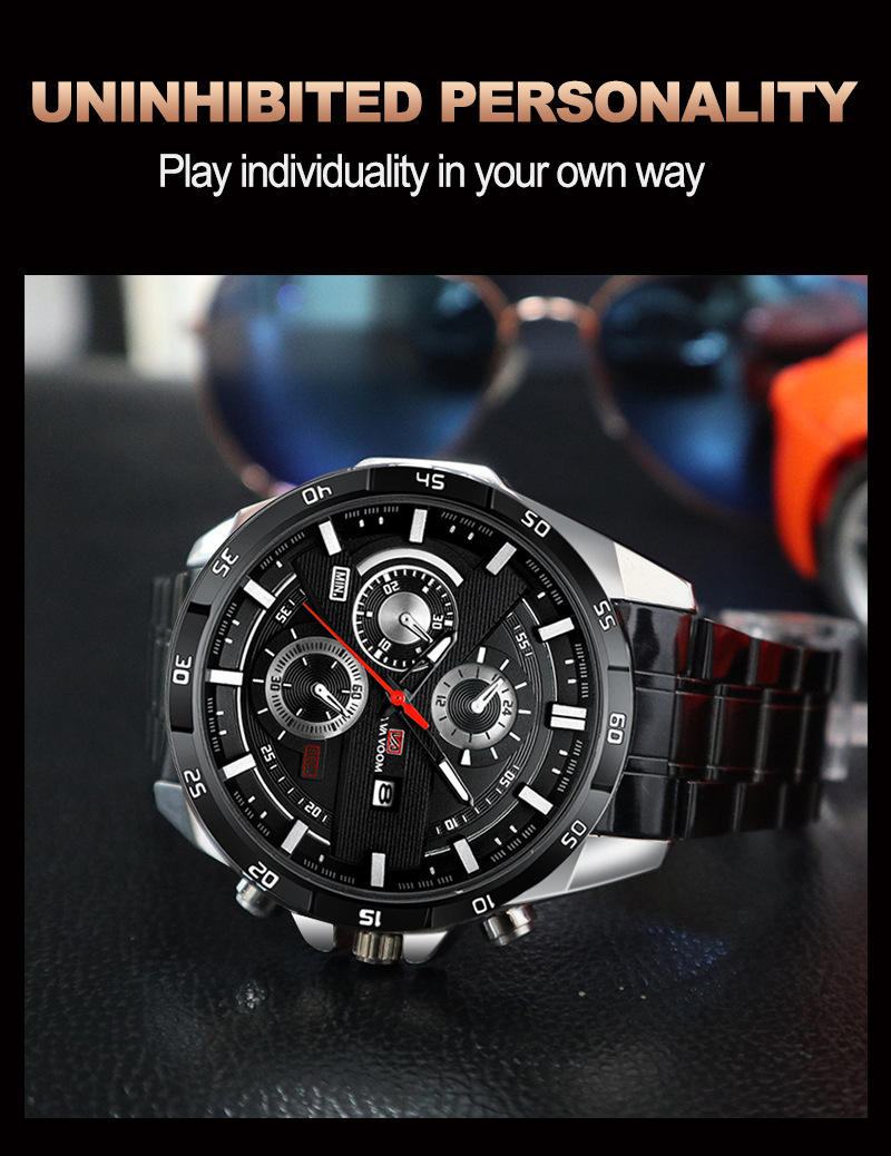 Men's Ryan Waterproof Stainless Steel Chain Quartz Watch Fashion Student Sports Business Casual Steel Band Watch_voghion.com