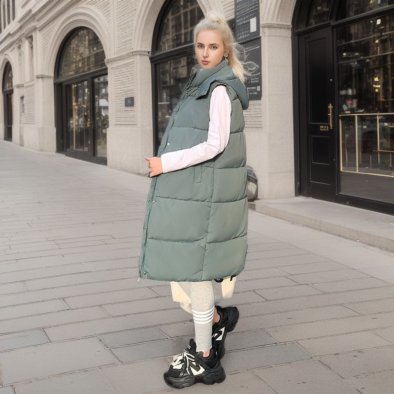 Gilet lungo da donna autunno e inverno nuovo Gilet imbottito caldo da donna Cappotto sottile_voghion.com