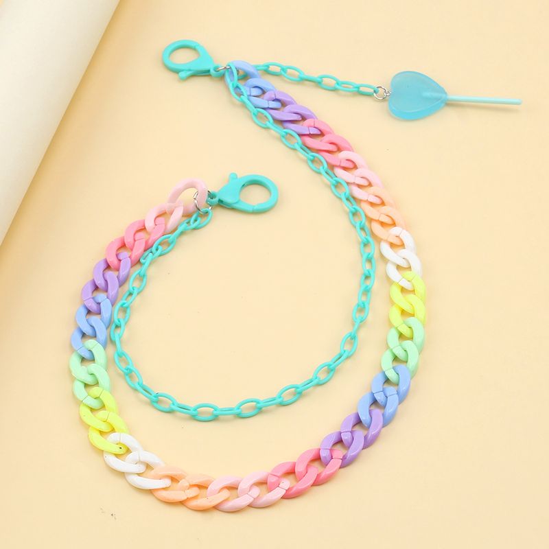Jewelry Ins Candy Colored Double-layer Resin Ultra Light Chain, Love Lollipop Decorative Pendant Pants Chain_voghion.com