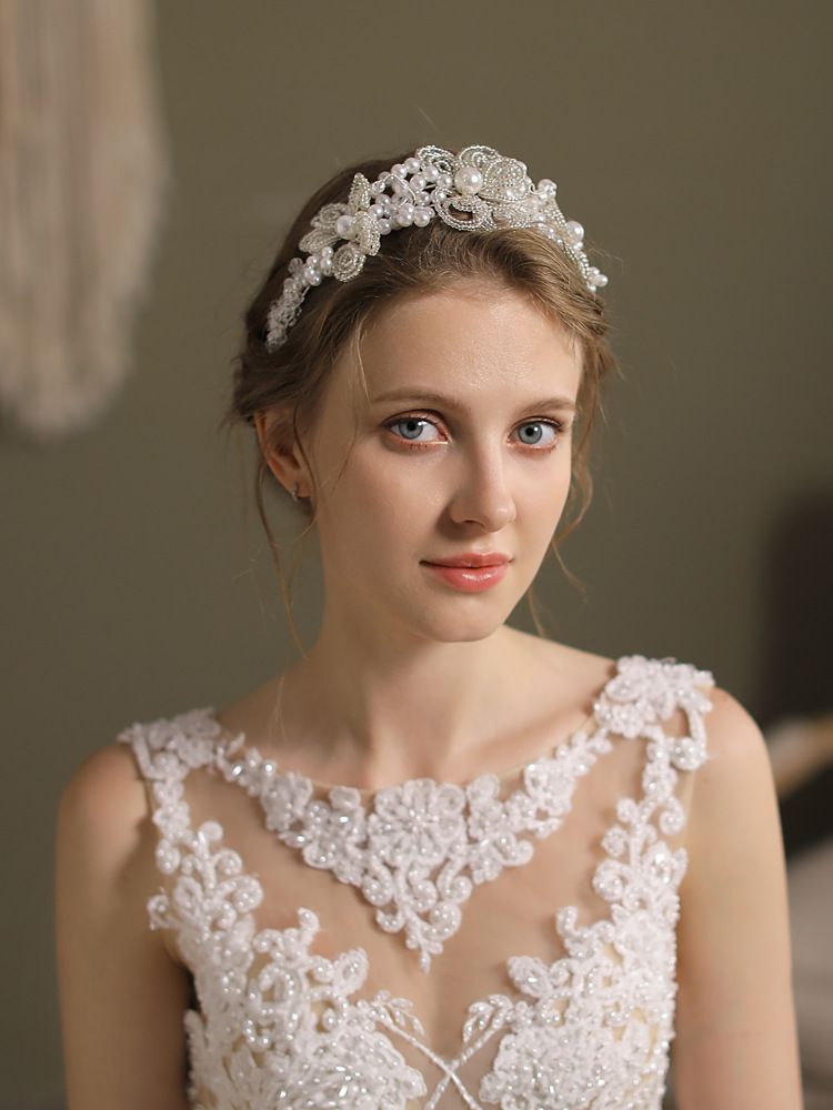 Unisex Millet Perlen Perlen Blumen Braut Stirnband Hochzeitskleid Hochzeitsstyling mit Make-up Hochzeit Kopfbedeckung_voghion.com