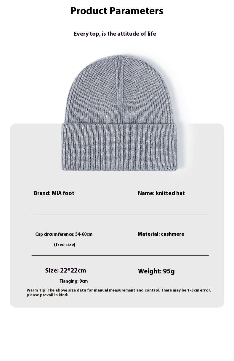 Outdoor Men's And Women's Knitted Hats Without Brim In Autumn And Winter Big Head Circumference Fashionable Cold Hat Warm And Thick Woolen Hat_voghion.com