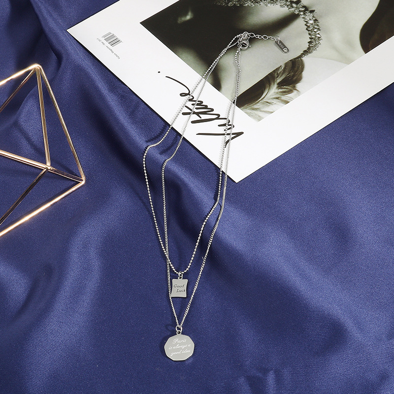 Double Layered Titanium Steel Lucky Letter Necklace For Women's Collarbone With A Sense Of Niche Design Instagram's Cool_voghion.com