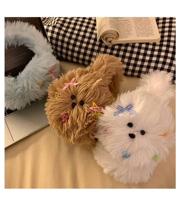 Cache-oreilles en peluche pour chiot, mignon, en forme d'épingle à cheveux, pour femme, chaud, pour l'hiver_voghion.com