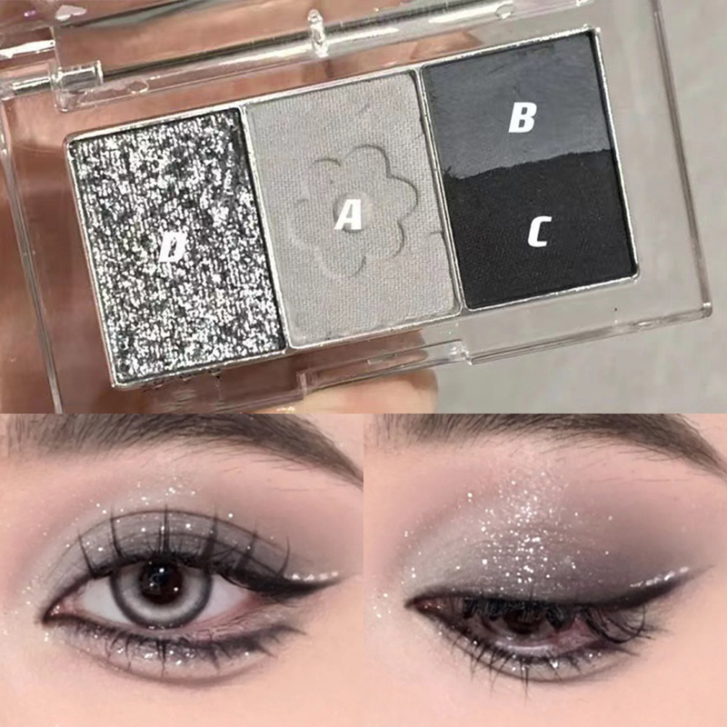 Eye Matte Glitzer-Lidschatten-Palette, wasserfeste, schimmernde Lidschatten-Make-up-Palette, matt, kühler Ton, schwarze Augen-Pigmen_voghion.com