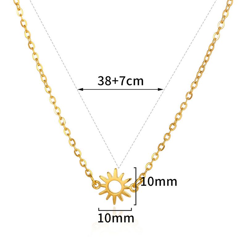 Retro Ethnic Bohemian Beach Simple And Versatile Sunflower Collarbone Chain Titanium Steel 18k Gold Necklace Jewelry_voghion.com