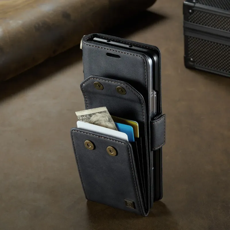 Custodia per telefono con portafoglio per Samsung Galaxy Z Fold 6 5 Fold6 Fold5 5G con blocco RFID, porta carte di credito, custodia in pelle PU_voghion.com
