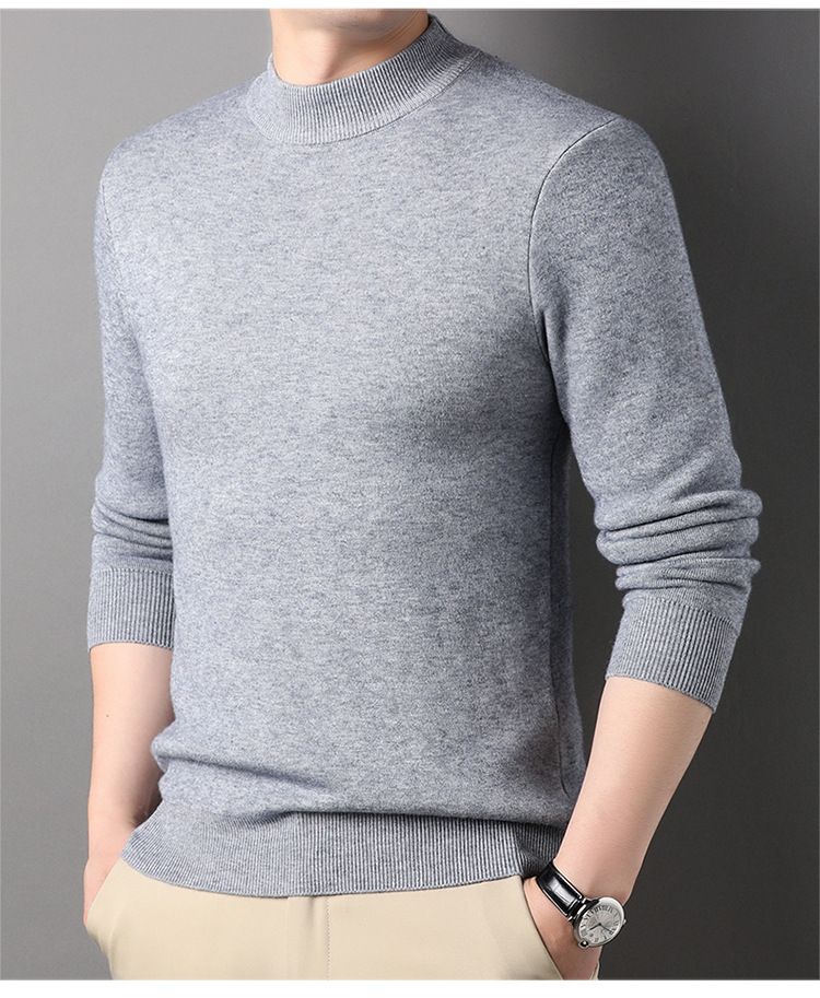 Maglione a collo alto da uomo, semplice e alla moda, maglione base, autunno inverno, casual, versatile, tinta unita_voghion.com