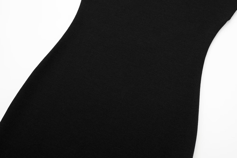 Abito corto in maglia con maniche elasticizzate, colletto rialzato, temperamento elegante da donna_voghion.com