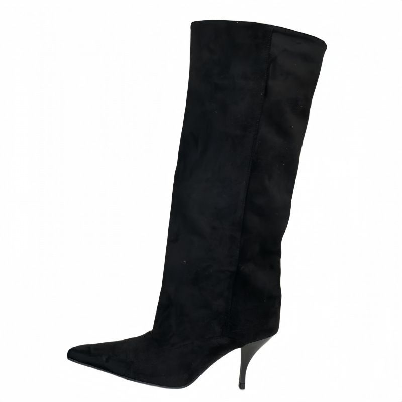 2025 Herbst-Winter-Mode Spitzschuh Einfache Elegante Einfarbig High Heel Overknee Lange Stiefel_voghion.com
