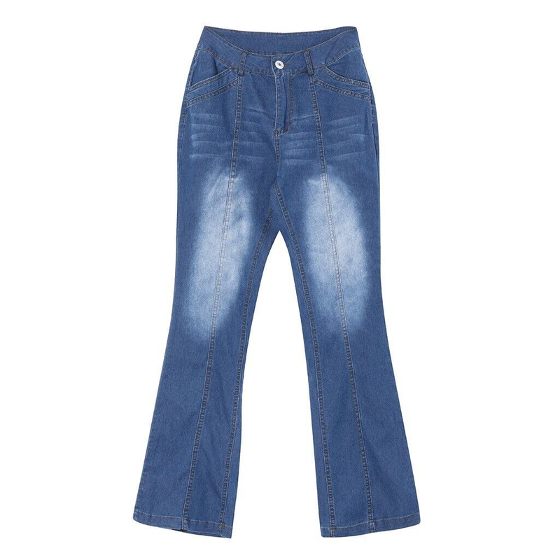 Naisten vaatteet Denim matalavyötäröiset luuta rikkovat levenevät housut_voghion.com