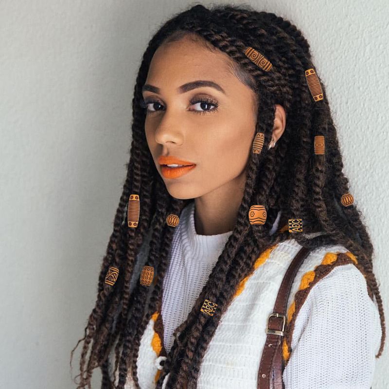 Hair Clips&Pins DIY 50PCS Retro Trend Large Hole Carved Wooden Beads Wig Hair Accessories Dreadlocks Plastic Wooden Beads_voghion.com