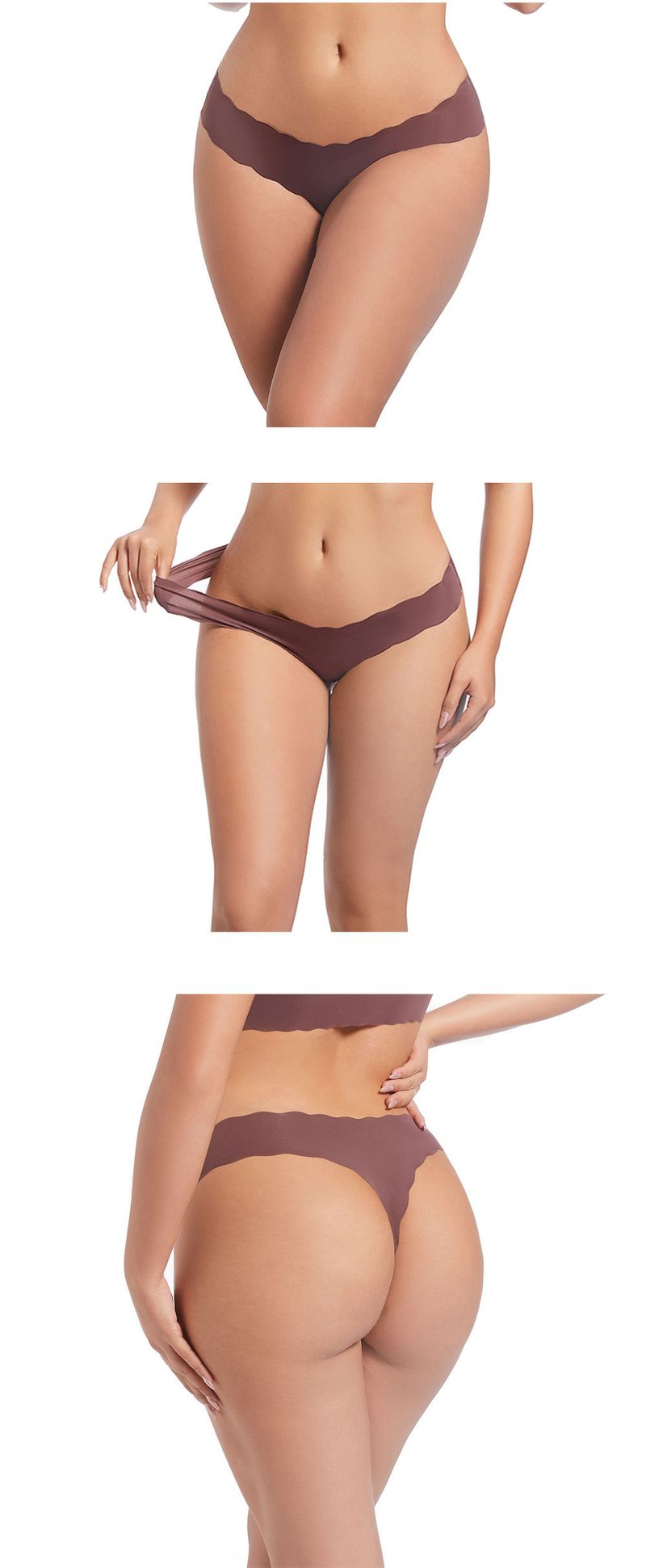 European and American seamless ice silk underwear women's low waist fitness yoga invisible cotton crotch thong foreign trade cross-border spot_voghion.com
