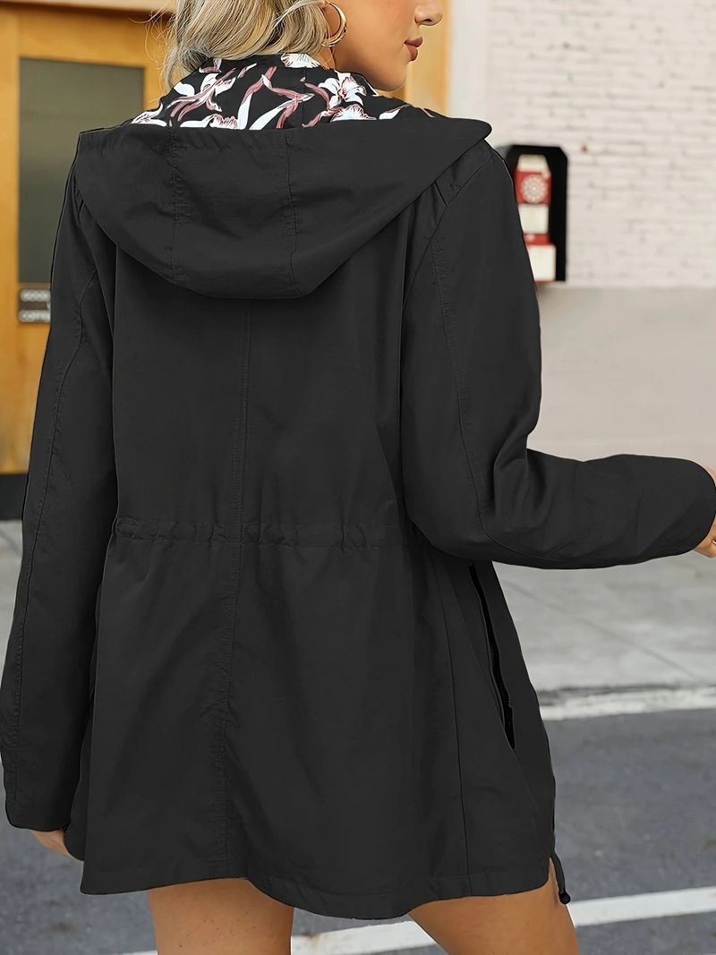 Waterdichte windjack voor dames – Slim fit regenjas met capuchon voor buiten en woon-werkverkeer (zwart/marineblauw/geel/blauw/rood, S-XXL)_voghion.com