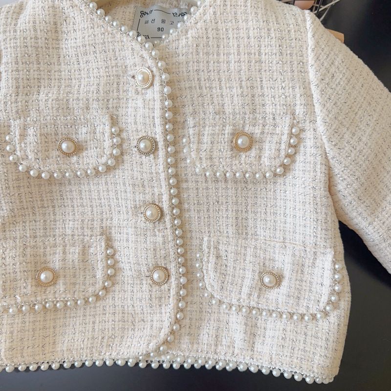 Costume pour enfant, nouvelle collection automne, fille, bébé, tendance, élégant, dentelle, tempérament, veste, jupe courte, tempérament, costume deux pièces, tendance_voghion.com