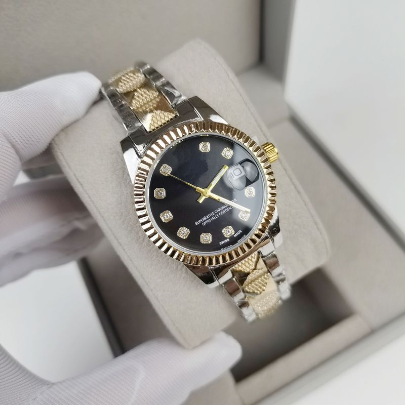 Diary Diamond Set Stainless Steel Strap Business Quartz Women's Watch Men's_voghion.com