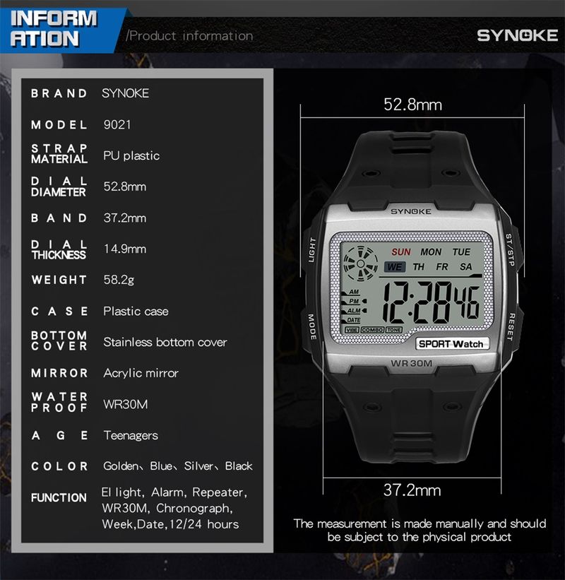 Orologio sportivo da uomo, militare, quadrato, digitale, orologio elettronico da uomo, LED, allarme, orologio da polso impermeabile, Dropshipping, nuovo_voghion.com