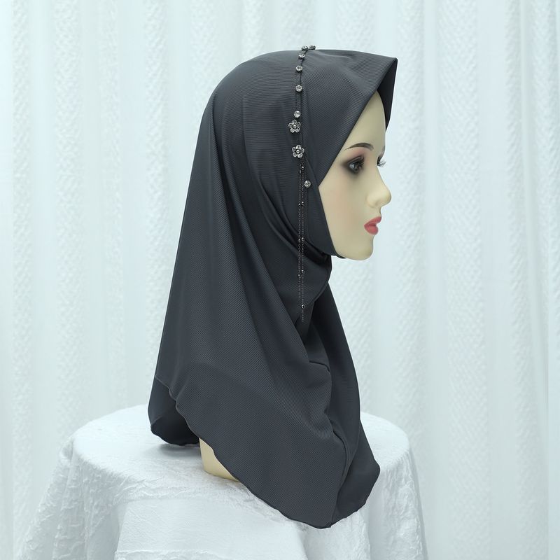 Women's Hijab new solid color nail diamond tassel ladies head scarf_voghion.com