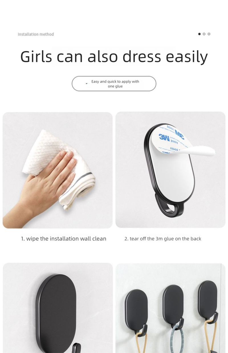 Gancio adesivo resistente in acciaio inossidabile per foratura, cucina, bagno, porta, montaggio a parete, senza traccia_voghion.com