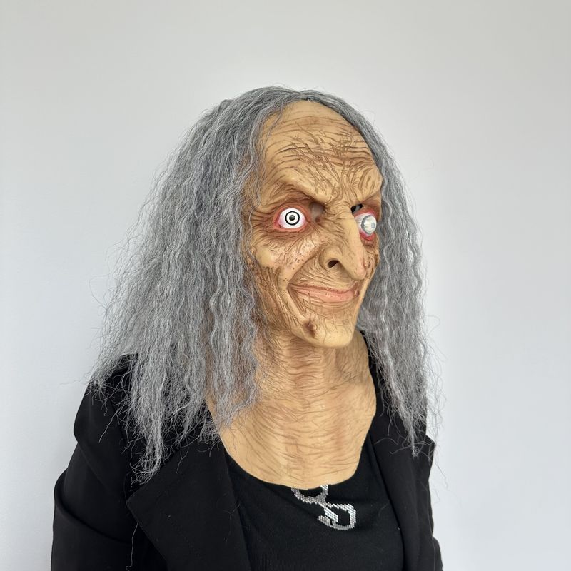 Halloween Horror Witch Mask, Scary Latex Head Cover Dance Bar Party Performance Props_voghion.com