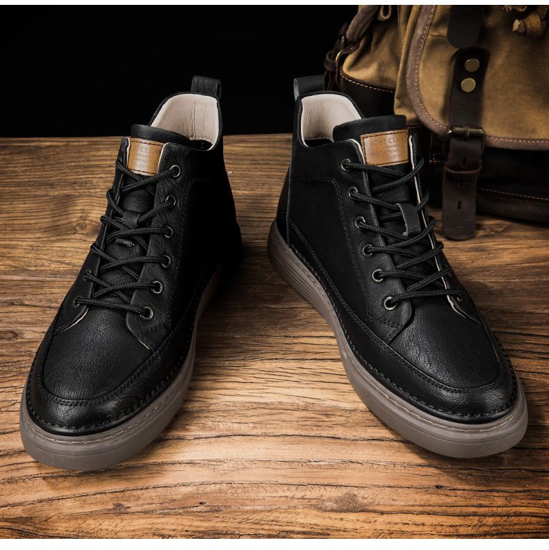 Lässige Herrenschuhe, mittelhoch geschnitten, aus Samt, Martin-Stiefel, handgekratztes, schlichtes Rindsleder, Board-Schuhe für Herren_voghion.com