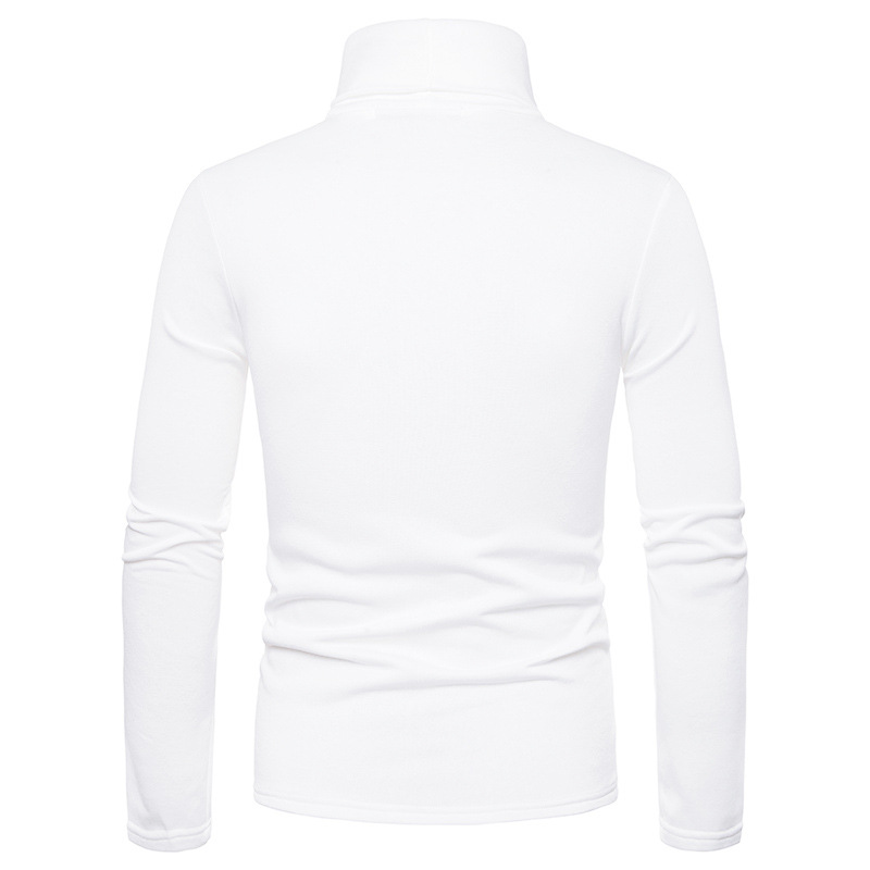 Autumn And Winter Hoodie Men Solid Color Plus Fleece Pullover Turtleneck T-shirt Primer Fleece Hoodie Men_voghion.com