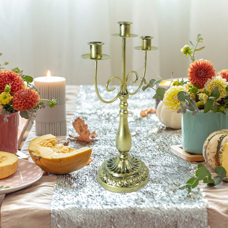 Vintage Copper Candle Holder Set, Handcrafted Metal Candlestick For Dining Table, Wedding Decor & Rustic Home Centerpiece (Single/3-Branch Options)_voghion.com