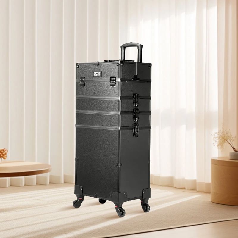 In Organizer 5 Grande Valigia per Trucco da Viaggio Professionale Trucco Trucco Train Trolley Cosmetico con Ruote W 1 Valigia Extra in Alluminio_voghion.com