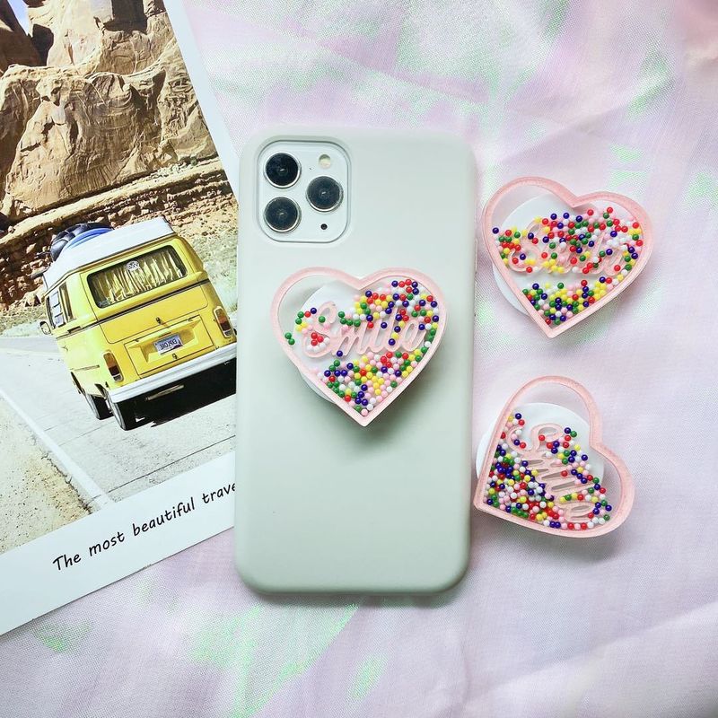 Heat Shaped Mobile Phone Ai Cushion Folding Lazy Peson Instagam Love Quicksand Coloed Beads Expandable Aibag_voghion.com