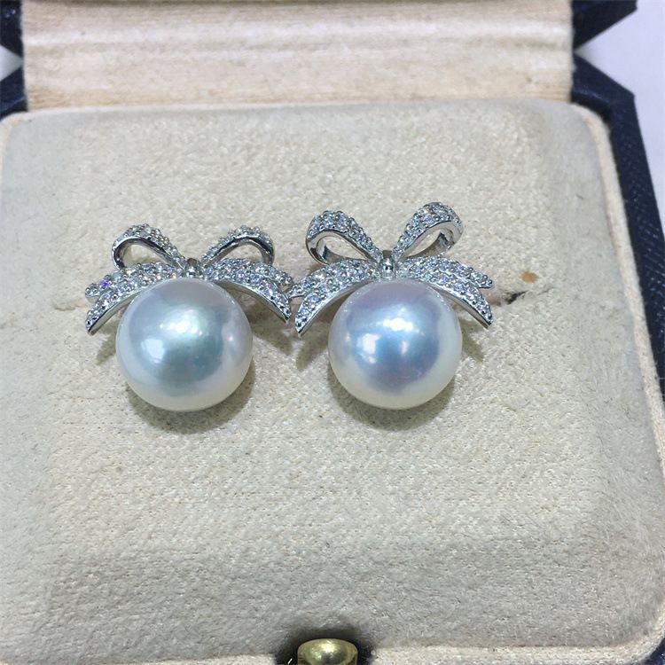 Orecchini giapponesi e coreani squisiti con fiocco di perle e diamanti, semplici e versatili, alla moda, piccoli, per donna._voghion.com