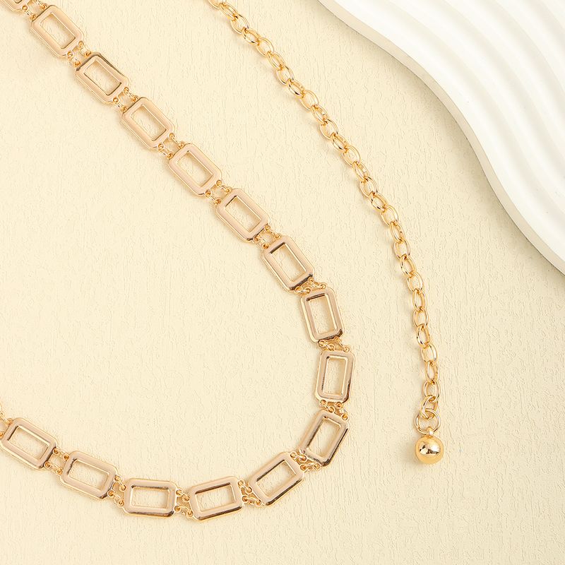 HOT Fashion women gold sier body Metal square hollow waist chain belt_voghion.com