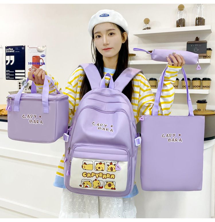 Kids Backpacks Four Piece Set Student Cute Cartoon Backpack Multifunctional Backpack Women's Lunch Bag Tutoring Bag Primary And Secondary Schoolbag_voghion.com