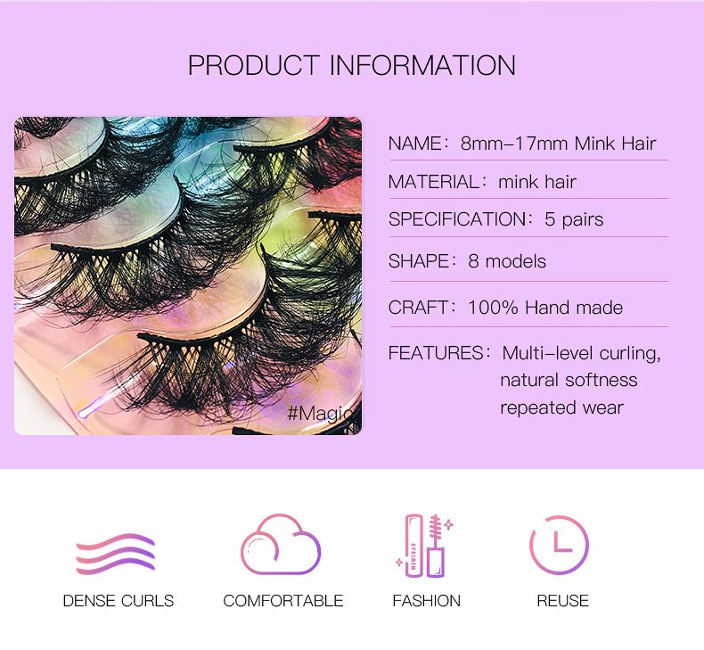CMAYOME 5-Pairs Colored Faux Mink Eyelashes - Voluminous, Fluffy, Multi-Layered False Lashes For Dramatic & Natural Look_voghion.com