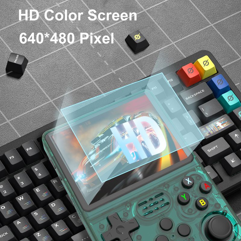 R36S Handheld-Spielkonsole 3,5-Zoll-IPS-Bildschirm (640 x 480) Eingebauter 64-GB-Speicher Klassische Spiele Tragbare Handheld-Spielkonsole_voghion.com
