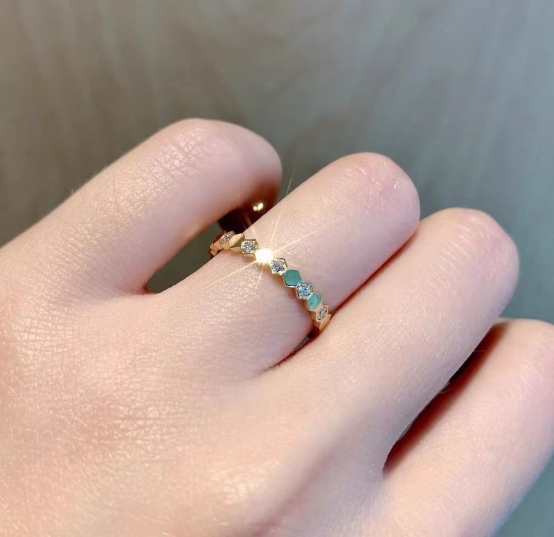 Anéis de ouro rosa Sier para mulheres, finos e empilháveis, em formato de favo de mel, joias para casamento, eternidade, sem caixa_voghion.com